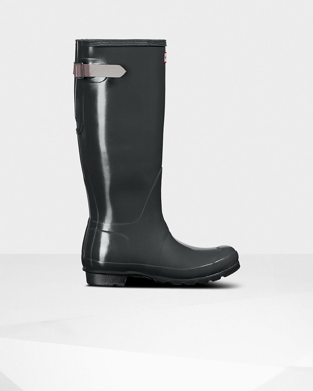 Hunter Mujer Original Back Adjustable Gloss - Botas de Lluvia Verde Oscuro/Moradas - 561-GHMJKQ